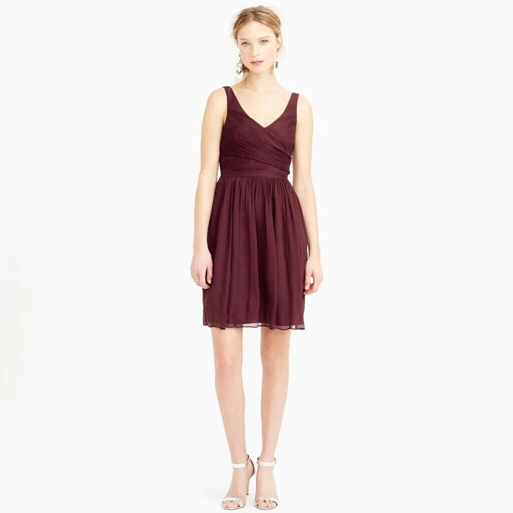 J.Crew Heidi Hot Pink‎ in Silk Chiffon Bridesmaid Cocktail Dress Women Size 10